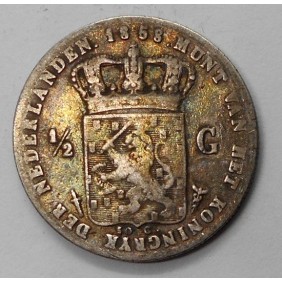 NETHERLANDS 1/2 Gulden 1858 AG