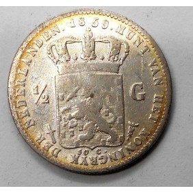 NETHERLANDS 1/2 Gulden 1859 AG