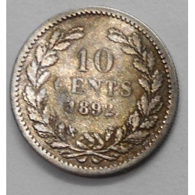 NETHERLANDS 10 Cents 1892 AG