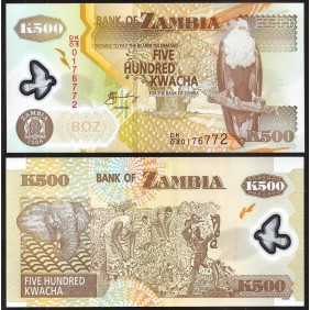 ZAMBIA 500 Kwacha 2008 Polymer