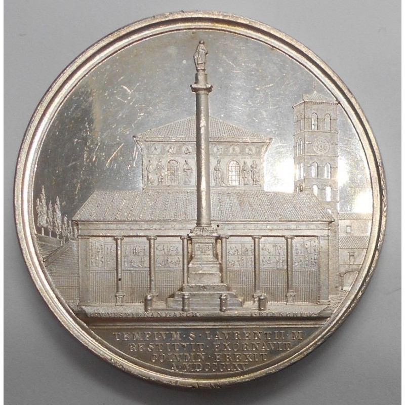 Médaillon Pontifical Pape Pie IX Année XXXII 1867 - Argent, œuvre Bianchi, Vintage Italie