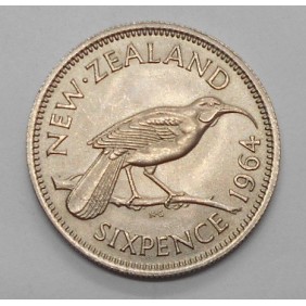 NEW ZEALAND 6 Pence 1964
