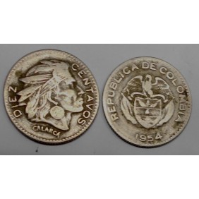COLOMBIA 10 Centavos 1954
