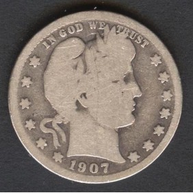 USA Barber Quarter 1907 S AG