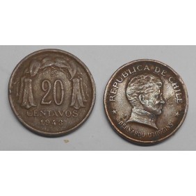 CHILE 20 Centavos 1943