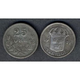 SWEDEN 25 Ore 1917 AG