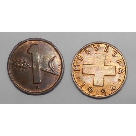 SWITZERLAND 1 Rappen 1954