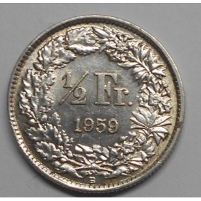 SWITZERLAND 1/2 Franc 1959 AG