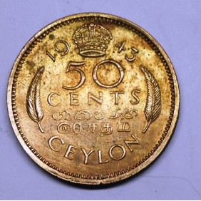 CEYLON 50 Cents 1943