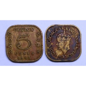 CEYLON 5 Cents 1945