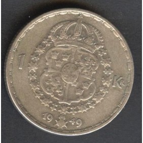 SWEDEN 1 Krona 1949 AG...