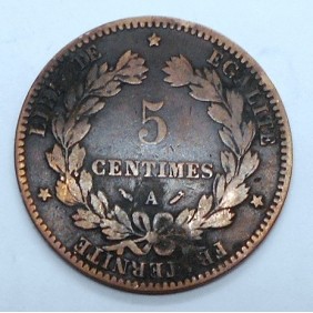 FRANCE 5 Centimes 1882