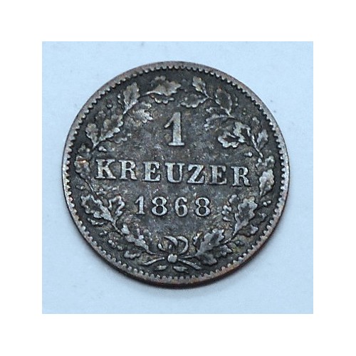 Wurttemberg 1 Kreuzer 1868 AG