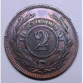URUGUAY 2 Centesimos 1869 A