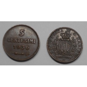 SAN MARINO 5 Centesimi 1936