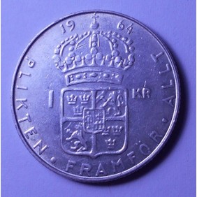 SWEDEN 1 Krona 1964 AG...