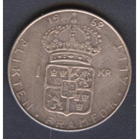 SWEDEN 1 Krona 1962 AG...