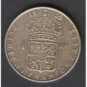 SWEDEN 1 Krona 1955 AG...