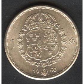 SWEDEN 1 Krona 1950 Gustaf...