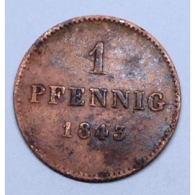 BAVARIA 1 Pfennig 1843