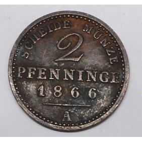 PRUSSIA 2 Pfennig 1866 A