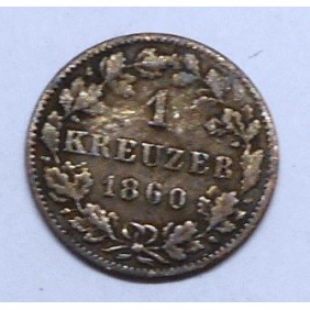 Wurttemberg 1 Kreuzer 1860 AG