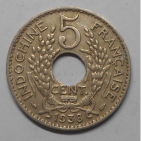 FRENCH INDOCHINA 5 Cents 1938