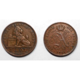 BELGIUM 2 Centimes 1911 Der...