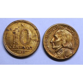 BRAZIL 10 Centavos 1951 J....