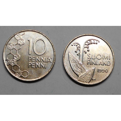 FINLAND 10 Pennia 1990 KM 65