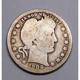 USA Barber Quarter 1908D AG