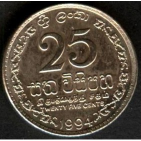 SRI LANKA 25 Cents 1994