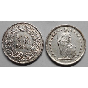 SWITZERLAND 1/2 Franc 1951 AG