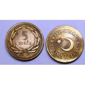 TURKEY 5 Kurus 1957