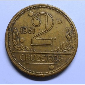BRAZIL 2 Cruzeiros 1951 Rare