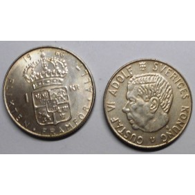 SWEDEN 1 Krona 1966 AG...