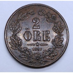SWEDEN 2 Ore 1867 L.A.