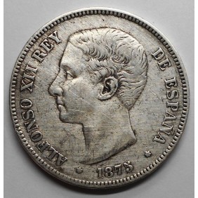 SPAIN 5 Pesetas 1875 AG...