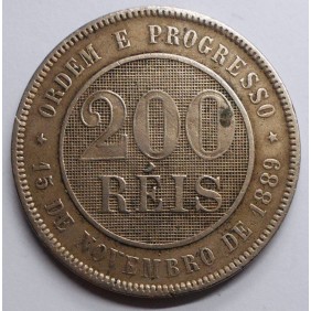 BRAZIL 200 Reis 1889