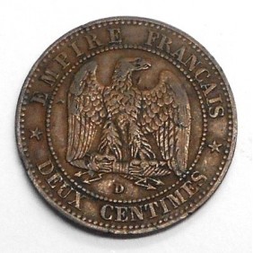 FRANCE 2 Centimes 1853 D rare