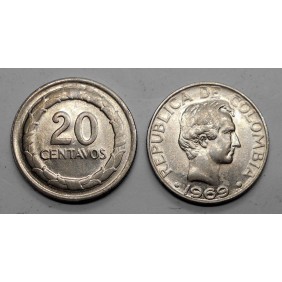 COLOMBIA 20 Centavos 1969...