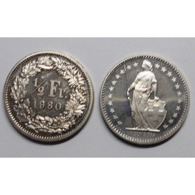 SWITZERLAND 1/2 Franc 1980