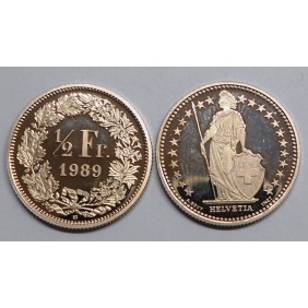 SWITZERLAND 1/2 Franc 1989...