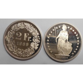 SWITZERLAND 2 Francs 1989...