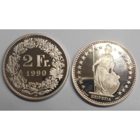 SWITZERLAND 2 Francs 1990...