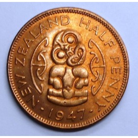 NEW ZEALAND 1/2 Penny 1947