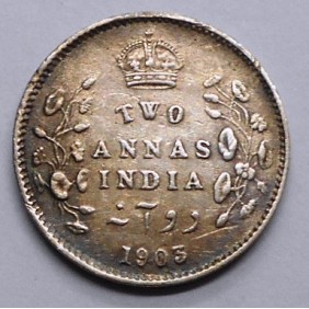 BRITISH INDIA 2 Annas 1903...