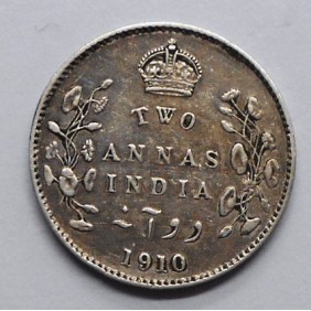 BRITISH INDIA 2 Annas 1910...
