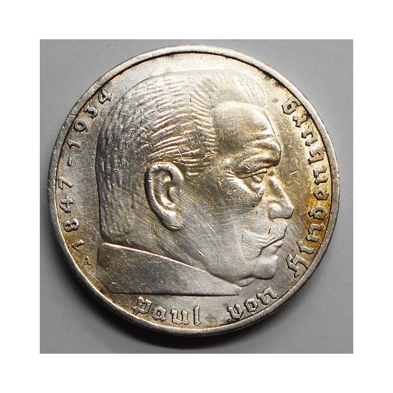 GERMANY THIRD REICH 5 Reichsmark 1936 A Hindenburg AG