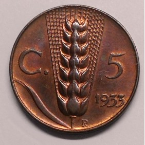 5 Centesimi 1933 FDC